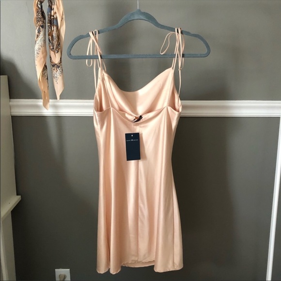 Brandy Melville Champagne Silk Slip Dress - Picture 3 of 4